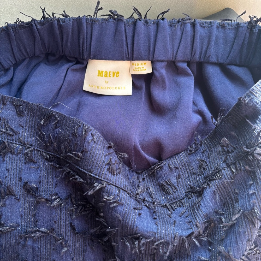 Anthropologie Maeve Miranda Textured Navy Blue A-Line Midi Skirt M - Picture 4 of 8
